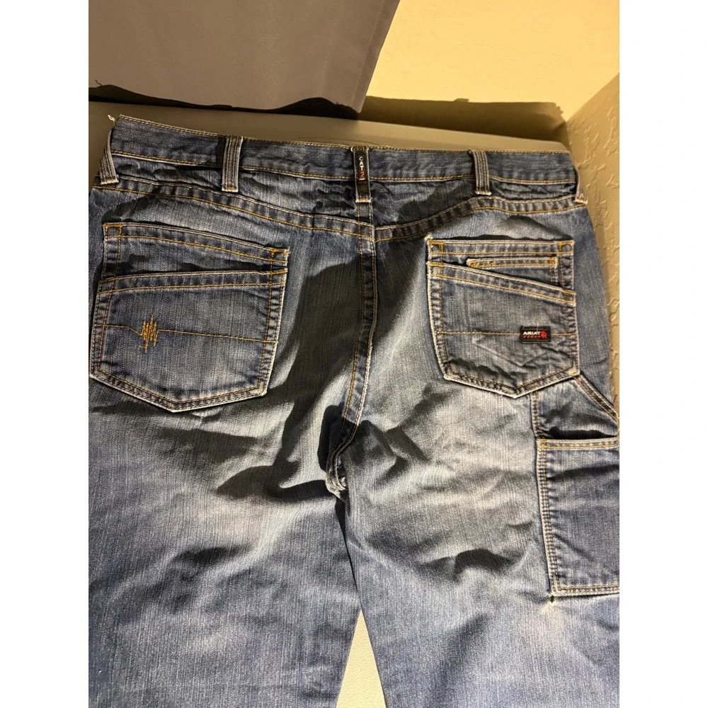 Ariat FR M4 Low Rise Boot Cut Mens Work Pants Blue Denim‎ Jeans 40x34 10017262